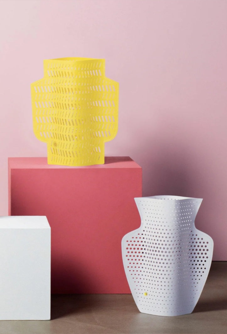 Yellow paper vase Octaevo, "Dendra"