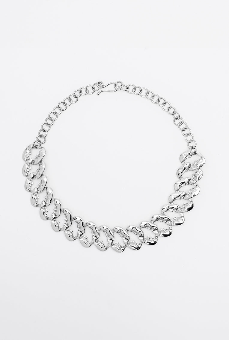 Collar de eslabones con perfiles, caras, hecho a mano, marca mexicana, aleación de latón, collar grande, summer sale, hot sale, regalo de cumpleaños para mujer, regalo de aniversario para mujer, descuentos, 25% de descuento, meses sin intereses.